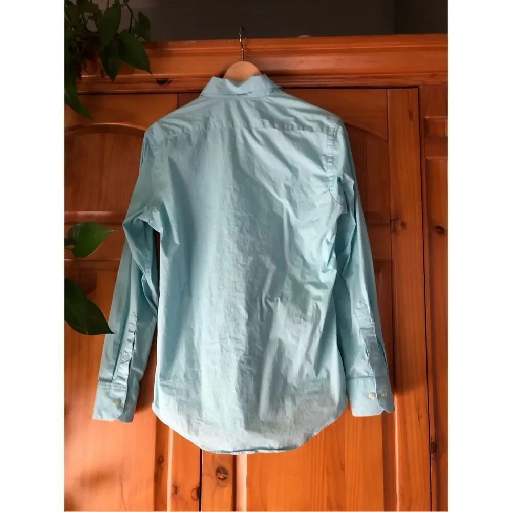 Banana Republic Mens Tailored Stretch Button Up Shirt Blue SZ S